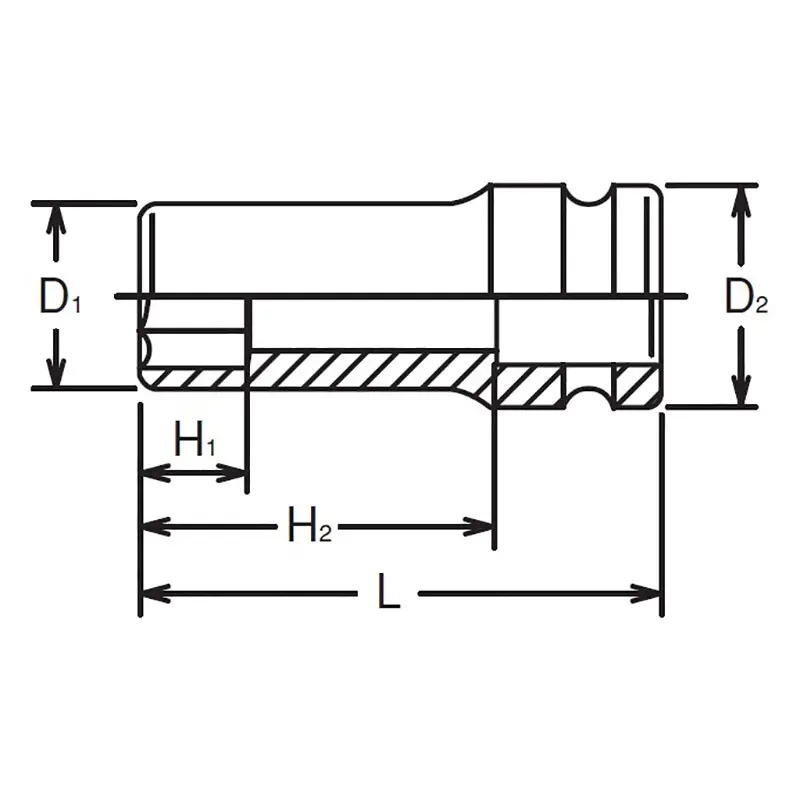 1/2 Sq. Dr. Socket 25mm 6 point Length 65mm Thin walled - Image 2