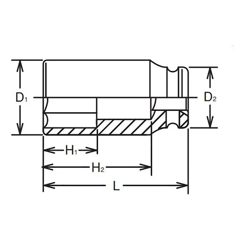 1 Sq. Dr. Socket 21mm 6 point Length 80mm Thin walled - Image 2