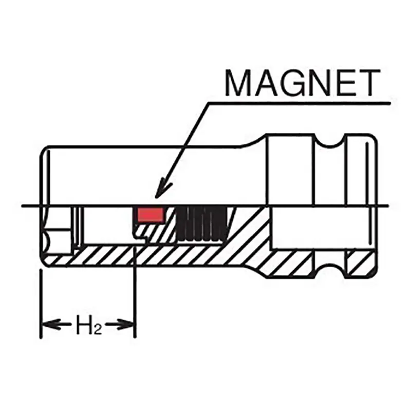 3/8 Sq. Dr. Socket  15mm 6 point Length 50mm Slide Magnet - Image 2