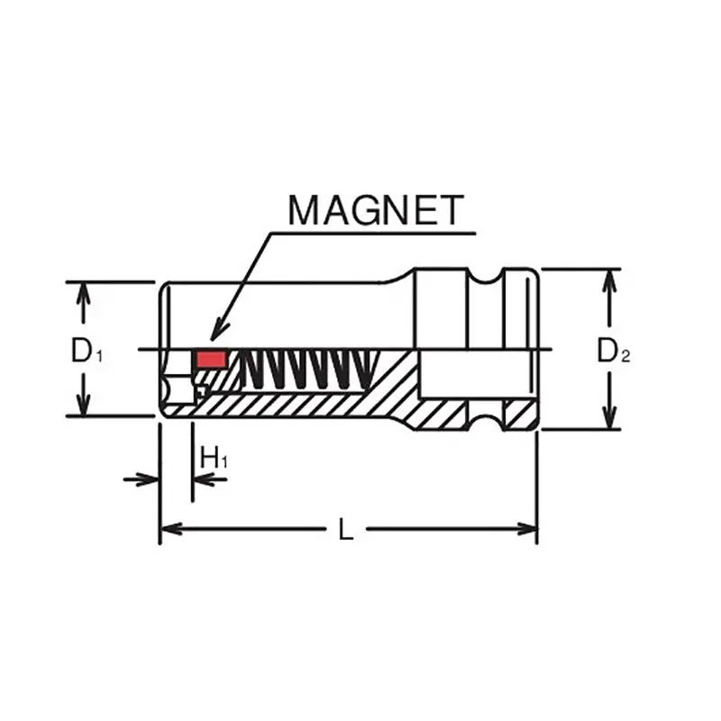 3/8 Sq. Dr. Socket  15mm 6 point Length 50mm Slide Magnet - Image 3