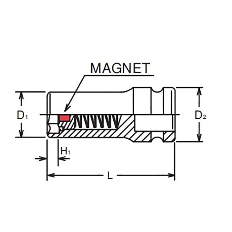 3/8 Sq. Dr. Socket  8mm 6 point Length 50mm Slide Magnet - Image 3