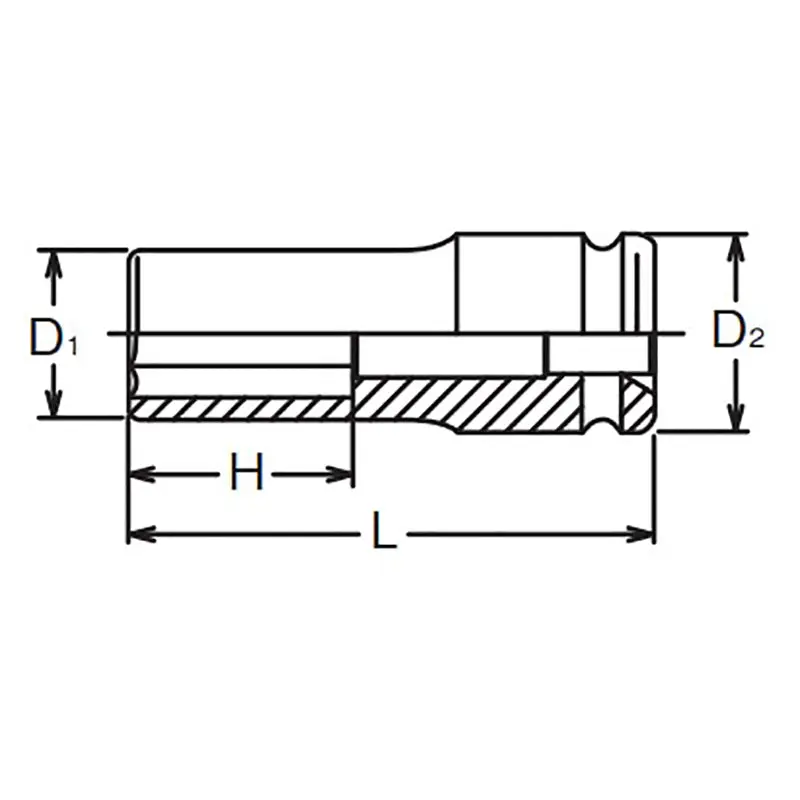 1/2 Sq. Dr. Wheel Nut Socket  17mm 6 point Length 80mm - Image 2