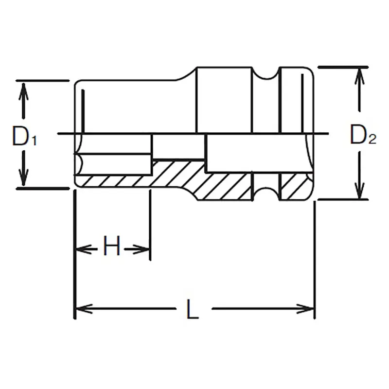 1/2 Sq. Dr. Socket  9mm 6 point Length 38mm Thin walled - Image 2