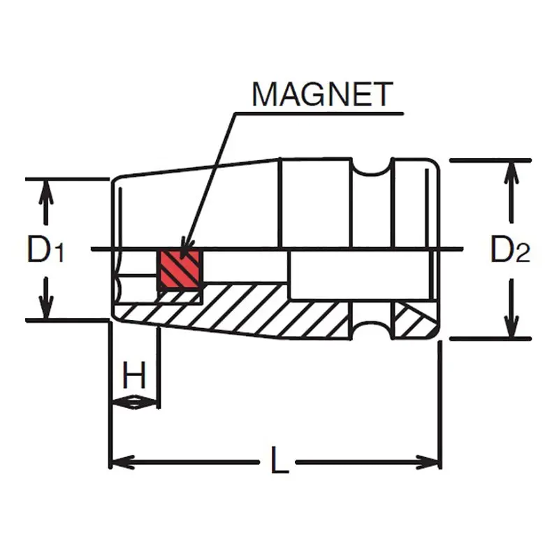1/2 Sq. Dr. Socket 17mm 6 point Length 38mm Magnet - Image 2