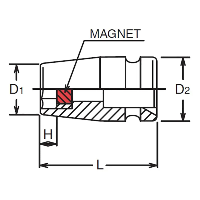 1/2 Sq. Dr. Socket 8mm 6 point Length 38mm Magnet - Image 2