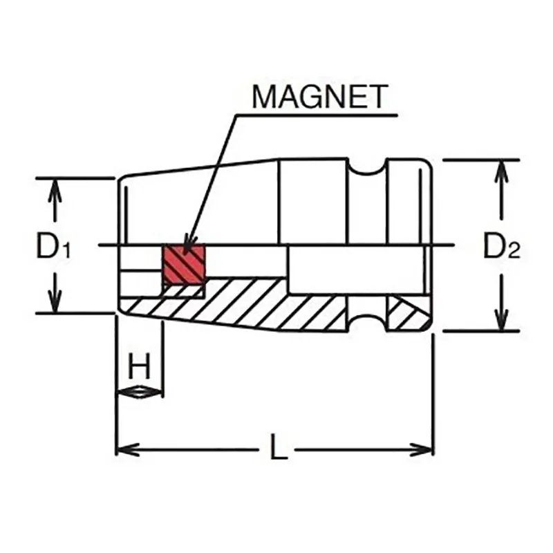 1/4 Sq. Dr. Socket  7mm 6 point Length 23mm Self-Tapping screw Magnet - Image 2