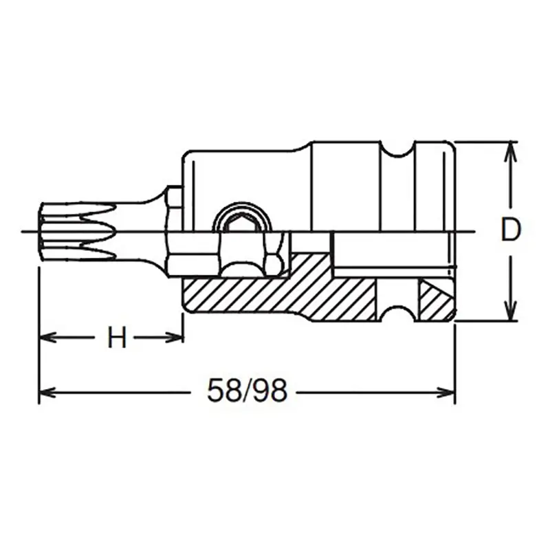 1/2 Sq. Dr. Bit Socket TORX® T50 Length 58mm - Image 2