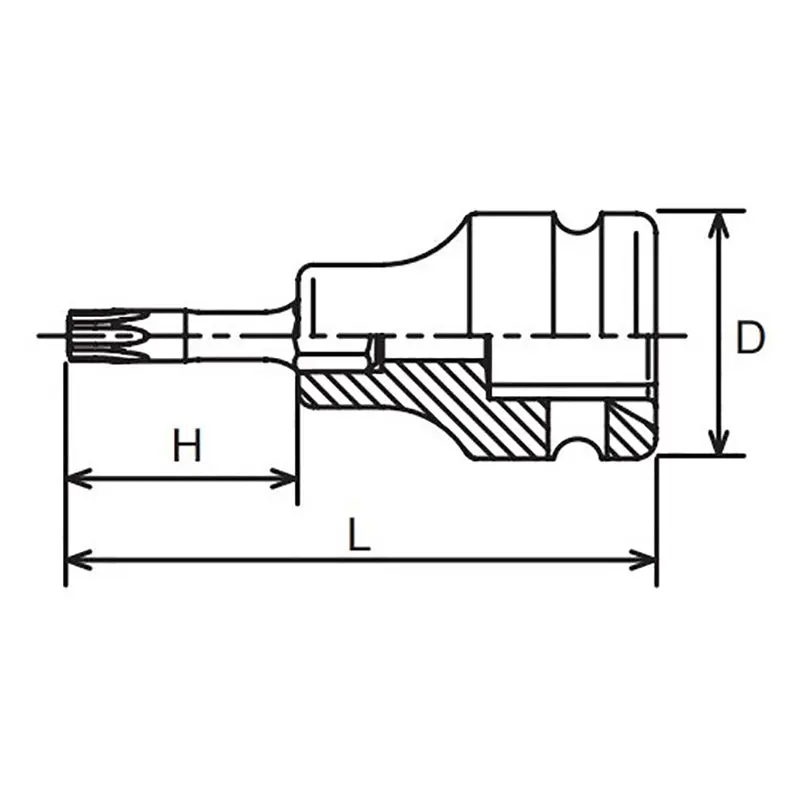 3/8 Sq. Dr. Impact TORX® T45 Bit Socket - Length 90mm - Image 2