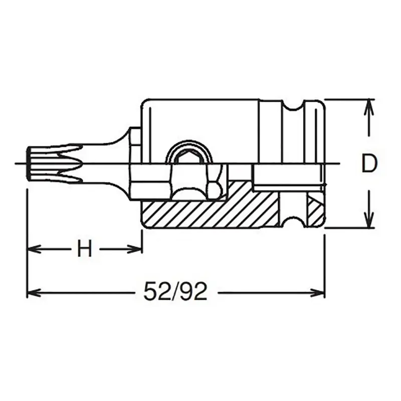 3/8 Sq. Dr. TORX® T60 Bit Socket - Length 92mm - Image 2