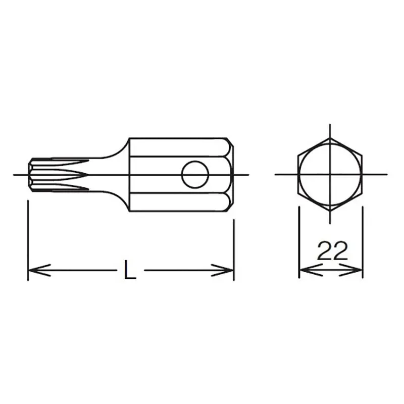 22mm Hex Dr. Bit TORX® T100 Length 60mm - Image 2