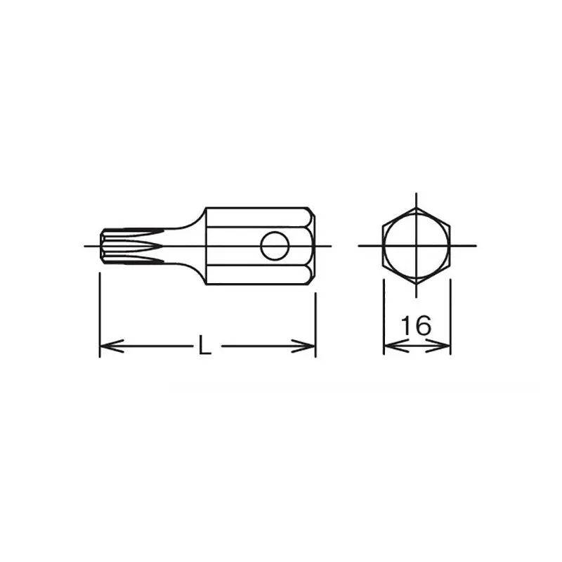 16mm Hex Dr. Bit TORX® T50  Length 50mm - Image 2