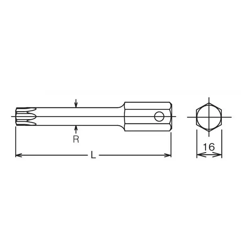 16mm Hex Dr. Bit TORX® T55  Length 100mm - Image 2