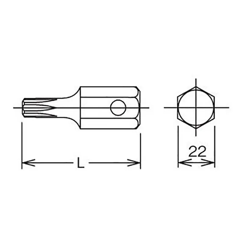 22mm Hex Dr. Bit TORX® T70  Length 60mm - Image 2