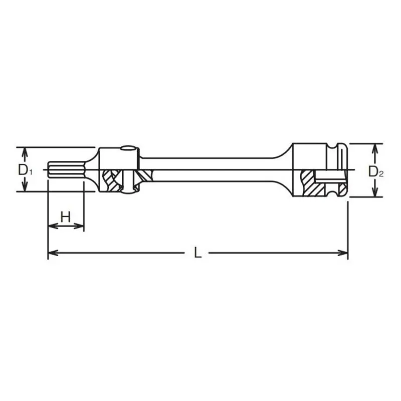 3/8 Sq. Dr. Extension Universal Bit Socket 8mm Hex Length 150mm - Image 2