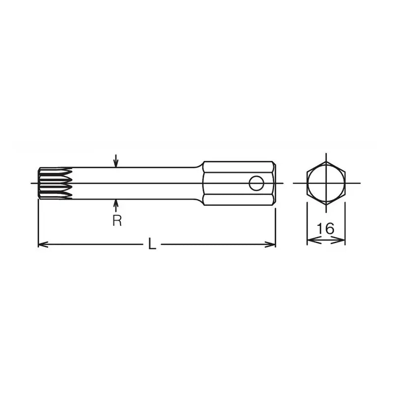 16mm Hex Dr. Bit XZN M16 Triple Square Length 100mm - Image 2