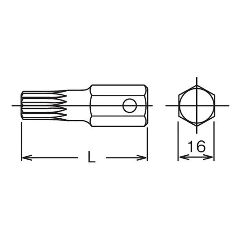 16mm Hex Dr. Bit XZN M16 Triple Square Length 60mm - Image 2