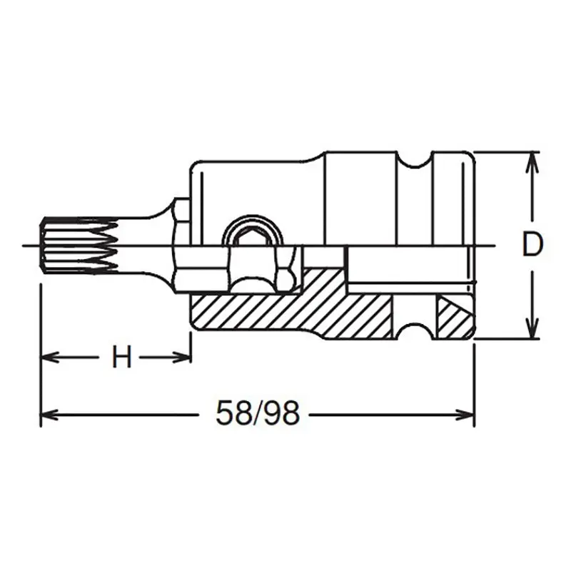 1/2 Sq. Dr. Bit Socket XZN M6 Triple Square Length 98mm - Image 2
