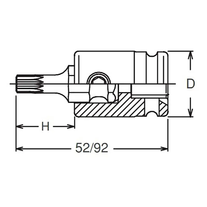 3/8 Sq. Dr. Bit Socket XZN M10 Triple Square Length 52mm - Image 2