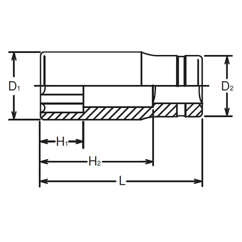 3/8 Sq. Dr. Socket  8mm Surface Length 55mm - Image 2