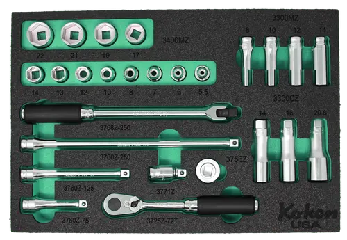 Z-Series 3/8" Sq. Dr. Socket Set Metric with 72 T Ratchet in Foam  - 26 Pieces - Image 3
