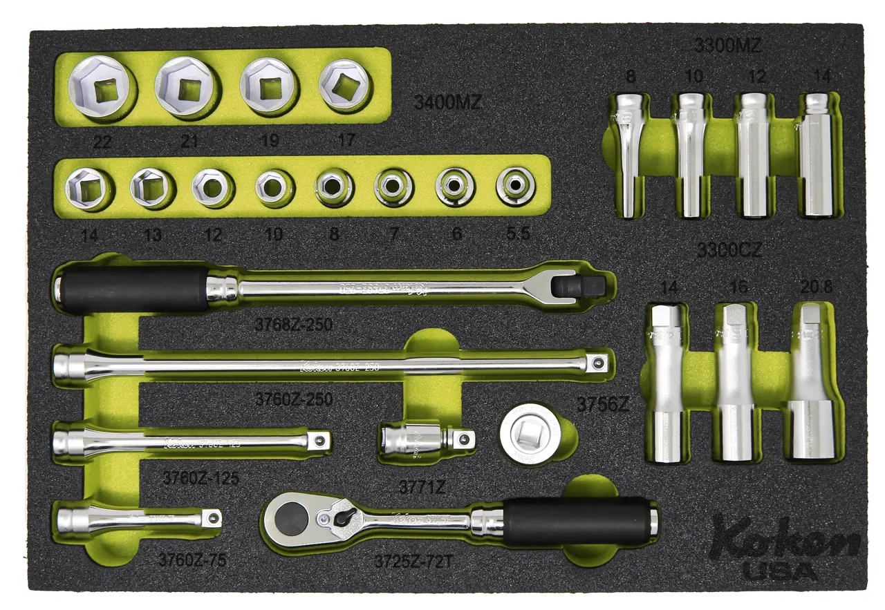 Z-Series 3/8" Sq. Dr. Socket Set Metric with 72 T Ratchet in Foam  - 26 Pieces - Image 4