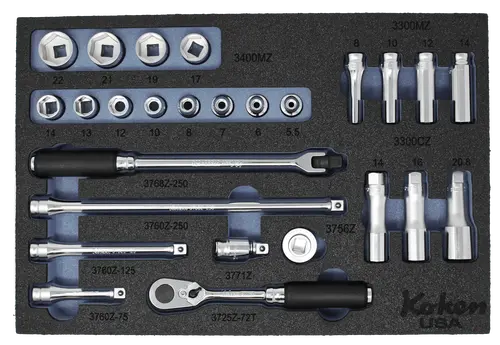 Z-Series 3/8" Sq. Dr. Socket Set Metric with 72 T Ratchet in Foam  - 26 Pieces - Image 5