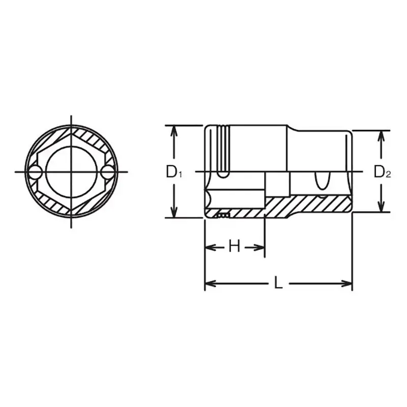 1/2 Sq. Dr. Nut Grip Metric Chrome Socket in 24mm - Image 2