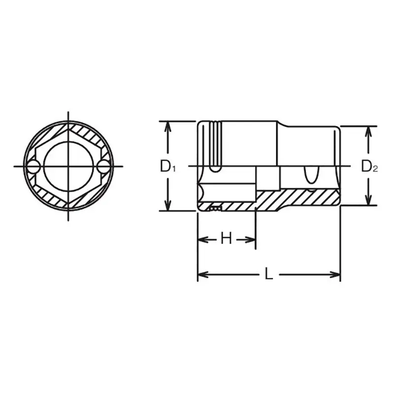 1/2 Sq. Dr. Nut Grip Metric Chrome Socket in 27mm - Image 2