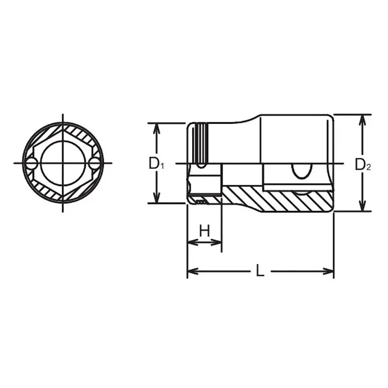 3/8 Sq. Dr. Socket  12mm Nut Grip Length 26mm - Image 2