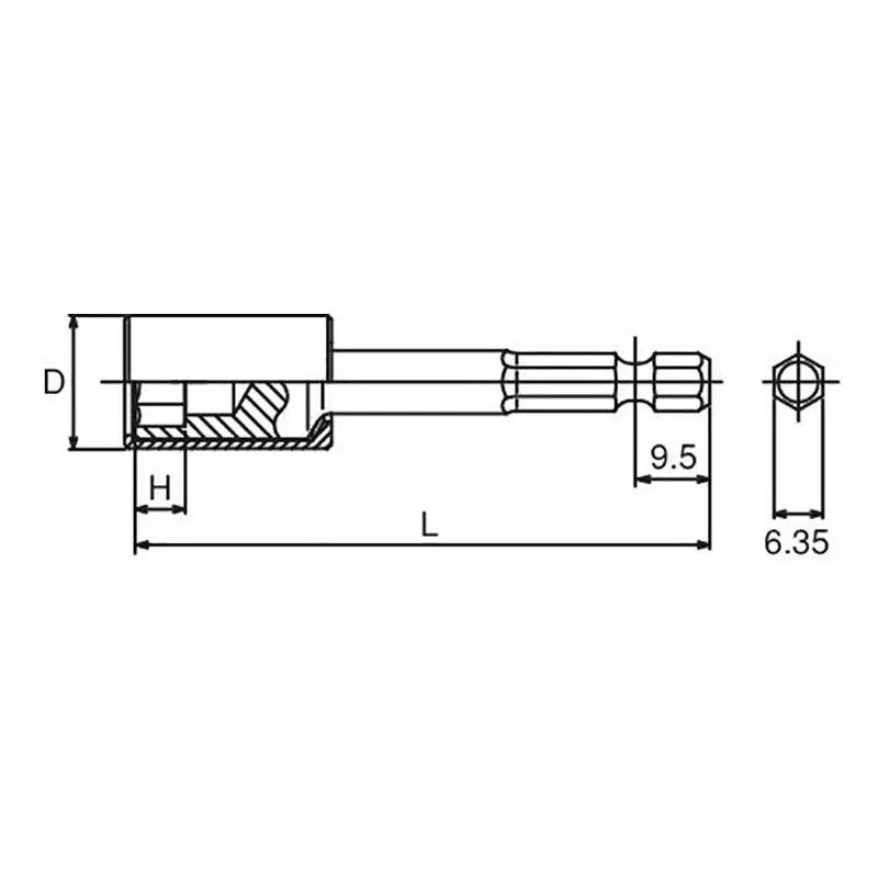 1/4 Hex Dr. Nut Setter with Plastic Protector  13mm 6 point Length 100mm  Turnable POM cover - Image 2