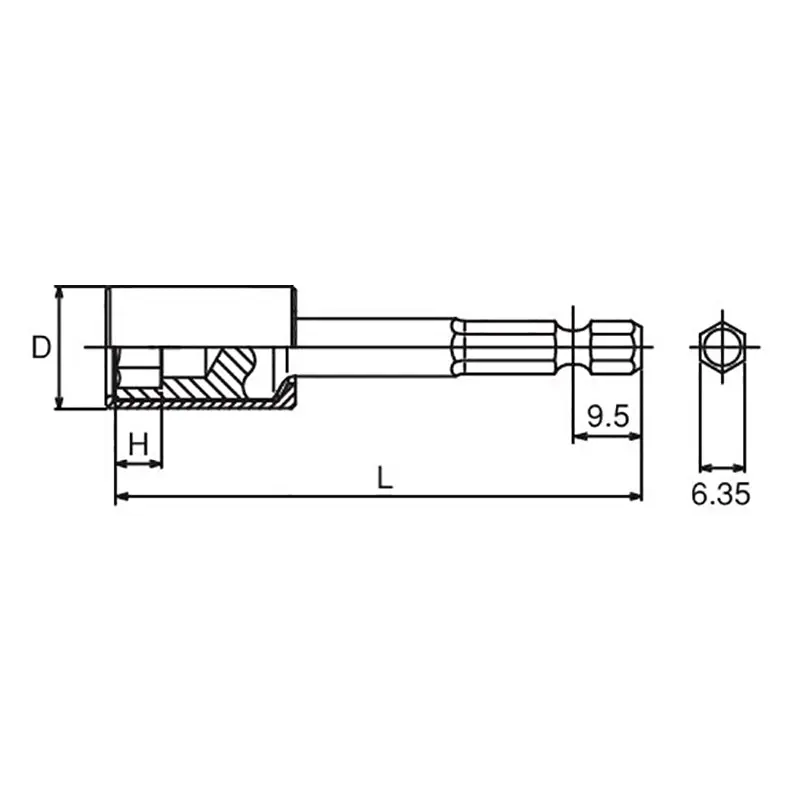 1/4 Hex Dr. Nut Setter with Plastic Protector 14mm 6 point Length 150mm Turnable POM cover - Image 2