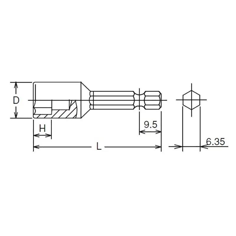 1/4 Hex Dr. Nut Setter 5.5mm 6 point Length 50mm - Image 2