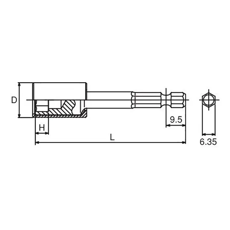 1/4 Hex Dr. Nut Setter with Plastic Protector  8mm 6 point Length 100mm  Turnable POM cover - Image 2