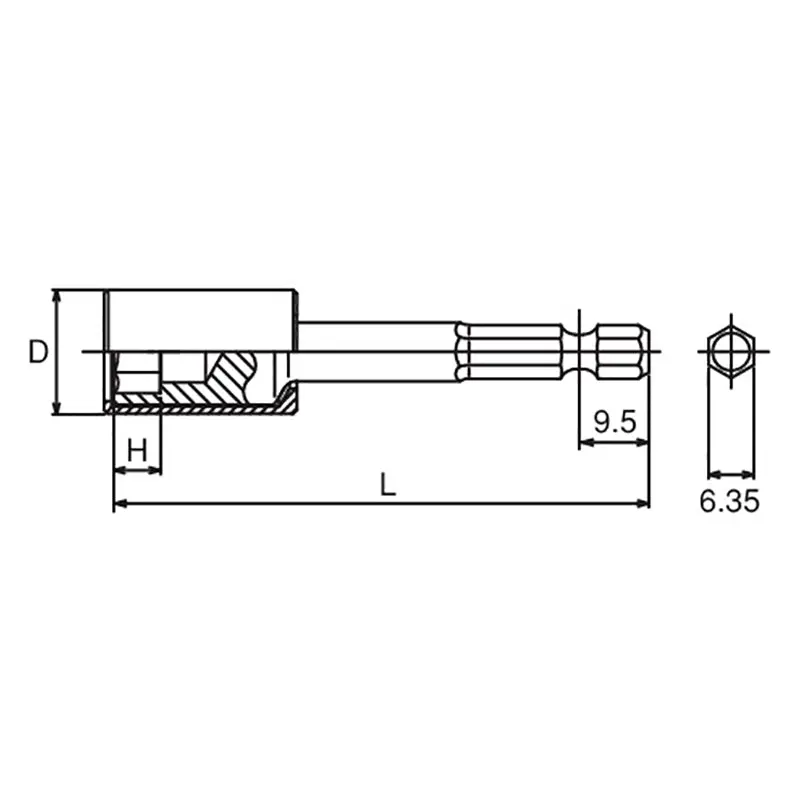 1/4 Hex Dr. Nut Setter with Plastic Protector 8mm 6 point Length 75mm Turnable POM cover - Image 2