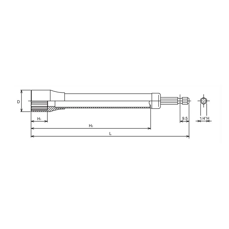 1/4 Hex Dr. Long Socket  19mm 12 point 165mm - Image 2