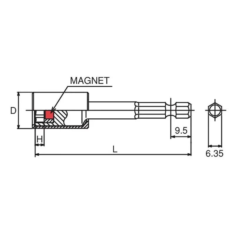 1/4 Hex Dr. Nut Setter with Plastic Protector 13mm 6 point Length 100mm Magnet Turnable POM cover - Image 2