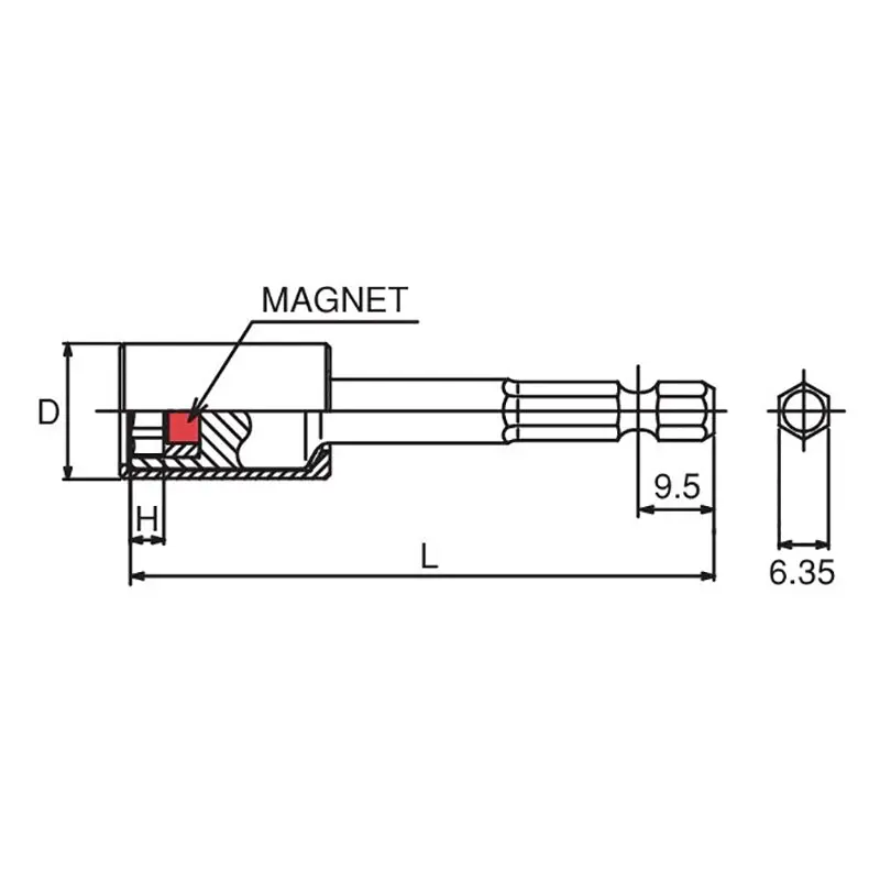 1/4 Hex Dr. Nut Setter with Plastic Protector  8mm 6 point Length 150mm Magnet Turnable POM cover - Image 2