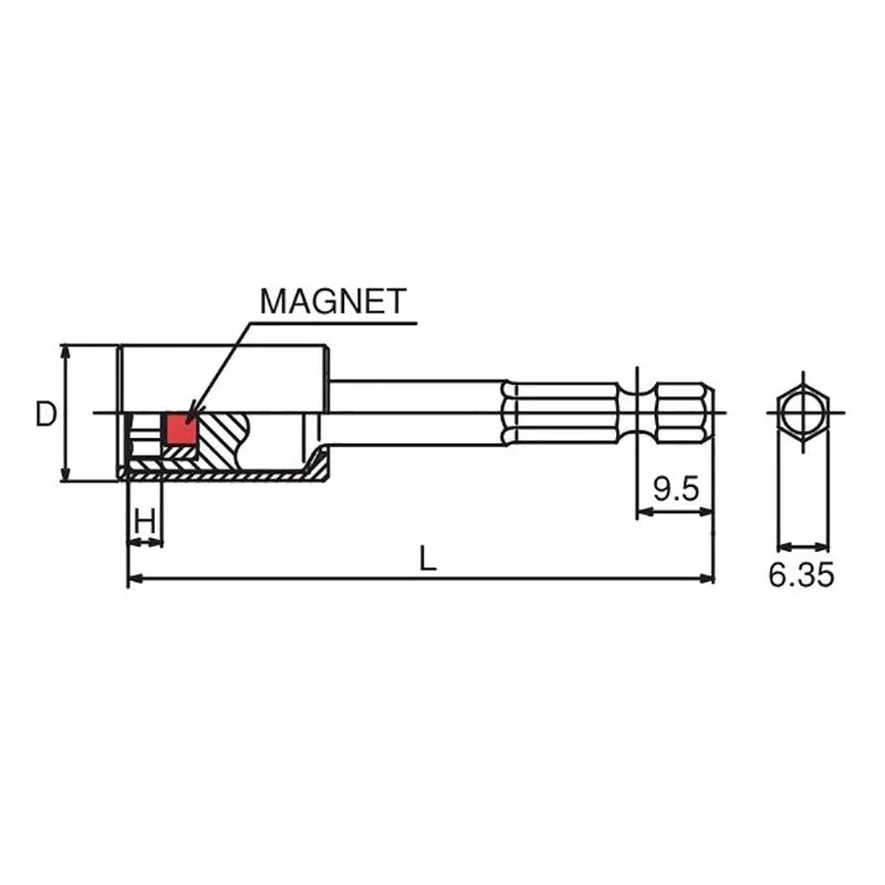 1/4 Hex Dr. Nut Setter with Plastic Protector 8mm 6 point Length 75mm Magnet Turnable POM cover - Image 2
