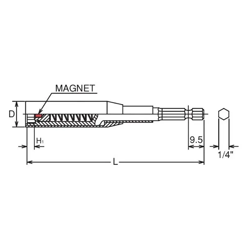 1/4 Hex Dr. Nut Setter with Plastic Protector  13mm 6 point Length 200mm Slide Magnet Turnable POM cover - Image 2