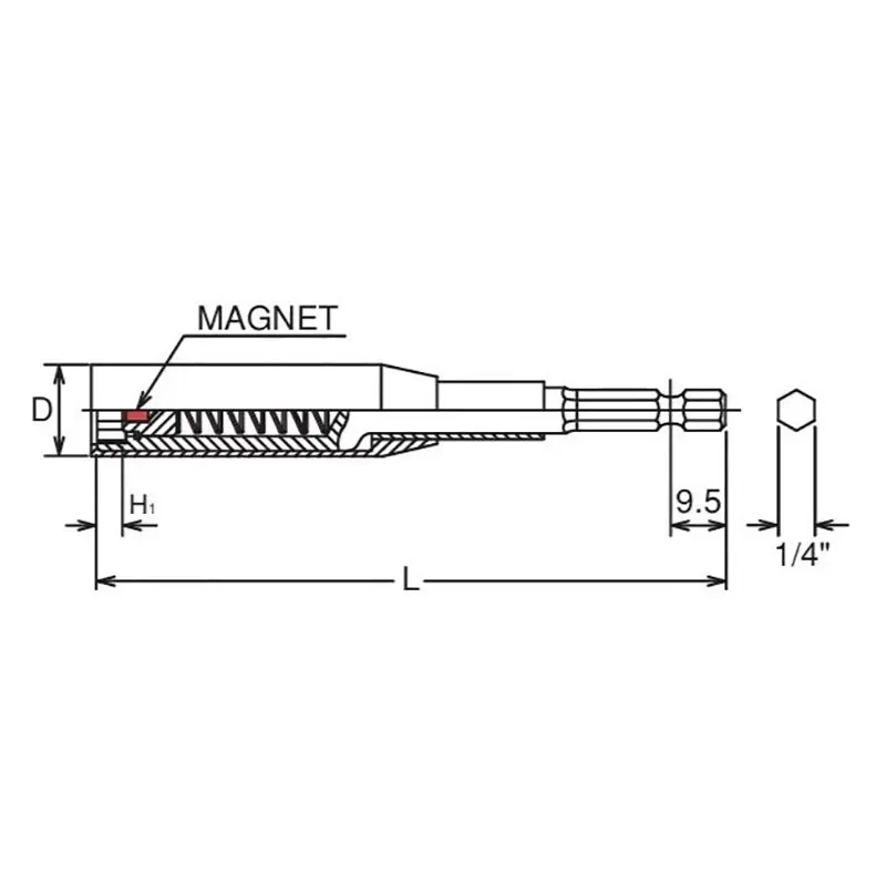 1/4 Hex Dr. Nut Setter with Plastic Protector 14mm 6 point Length 150mm Slide Magnet Turnable POM cover - Image 2
