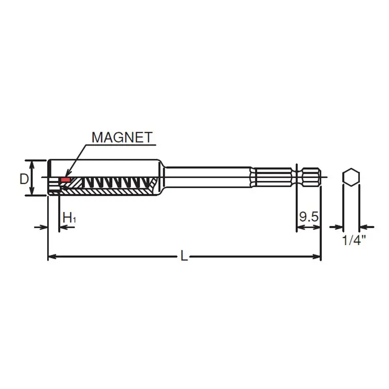 1/4 Hex Dr. Nut Setter 8mm 6 point Length 75mm Slide Magnet - Image 2
