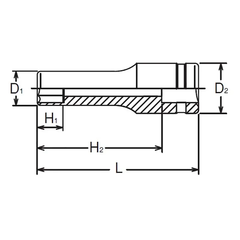 1/2 Sq. Dr. Socket  10mm 6 point Length 77mm - Image 2