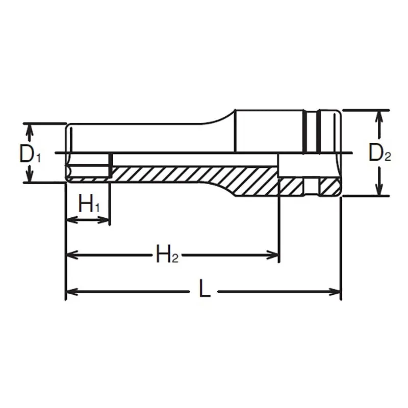 1/4 Sq. Dr. Socket 10mm 6 point Length 50mm - Image 2