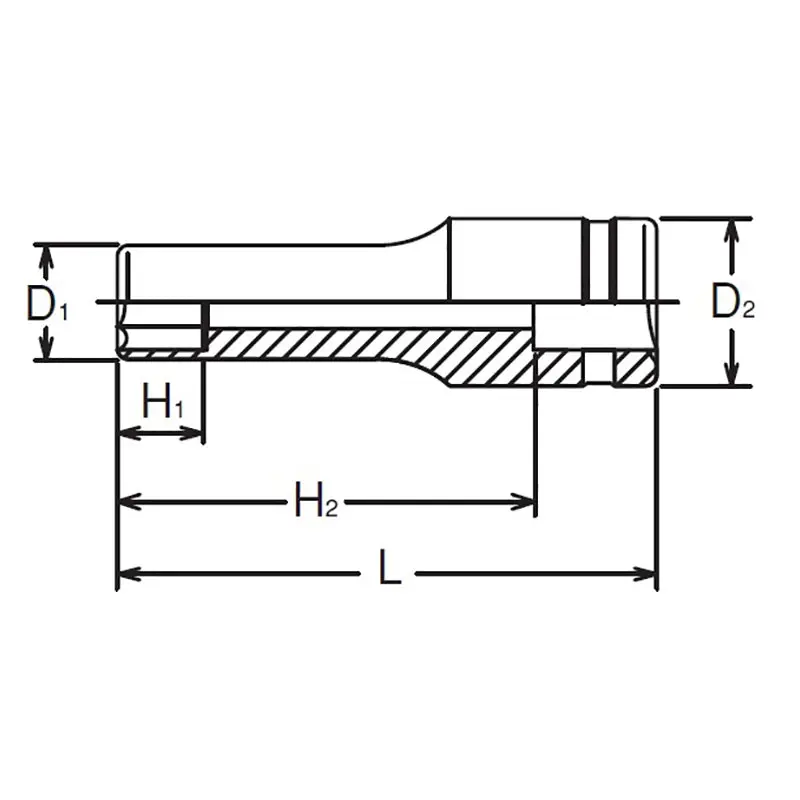 1/4 Sq. Dr. Socket 3/8 6 point Length 50mm - Image 2