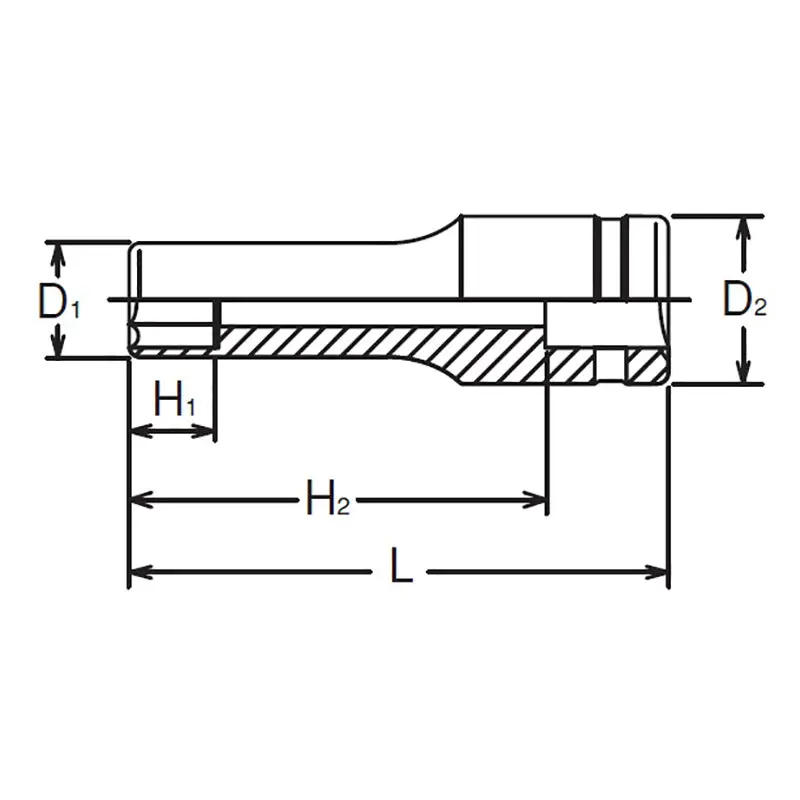 1/4 Sq. Dr. Socket  8mm 6 point Length 50mm - Image 2