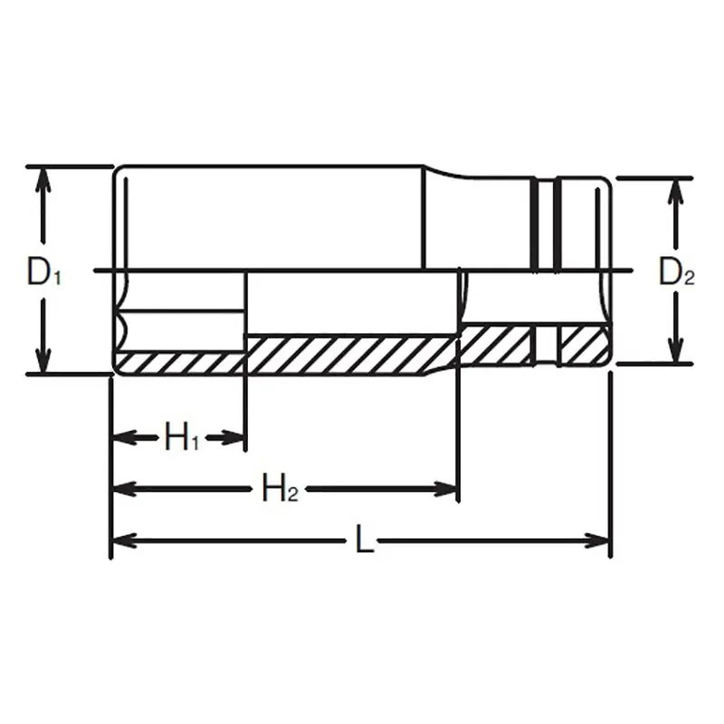 3/8 Sq. Dr. Socket 5/16 6 point Length 55mm - Image 2