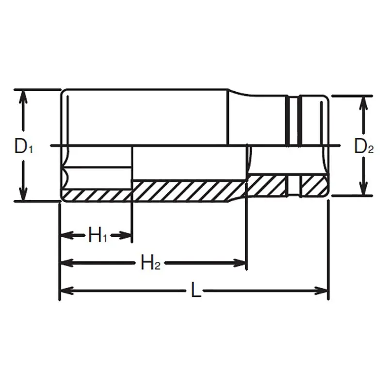 3/8 Sq. Dr. Socket 8mm 6 point Length 55mm - Image 2