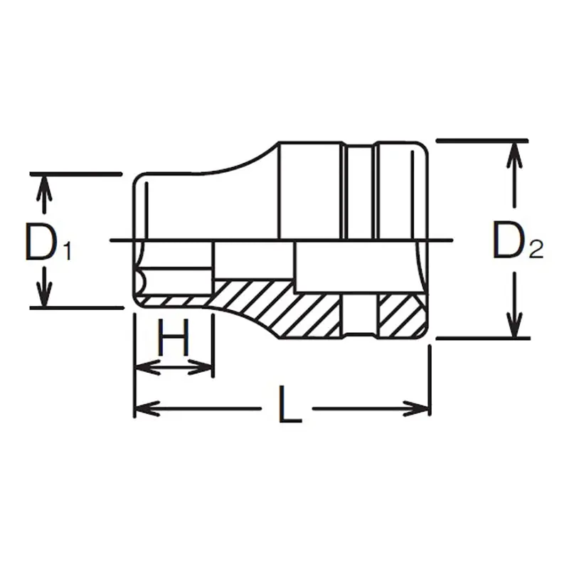 1/2 Sq. Dr. Socket  12mm 6 point Length 37mm - Image 2