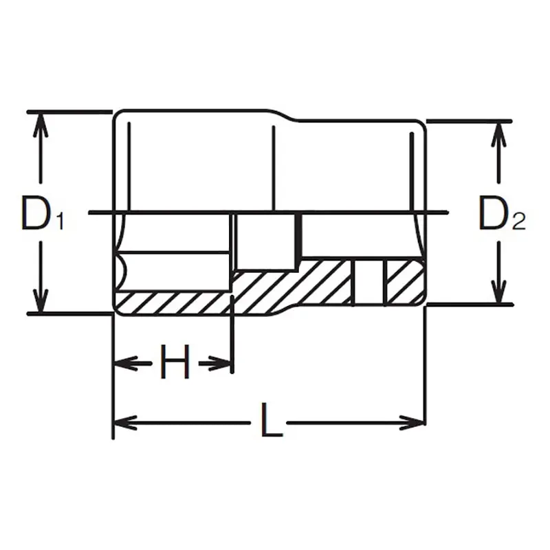 1/4 Sq. Dr. Socket  12mm 6 point Length 22mm - Image 2