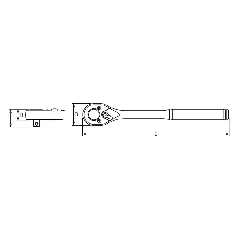 1/2 Sq. Dr. Ratchet Handle  30 teeth  Length 250mm Push Button Polished Handle - Image 2